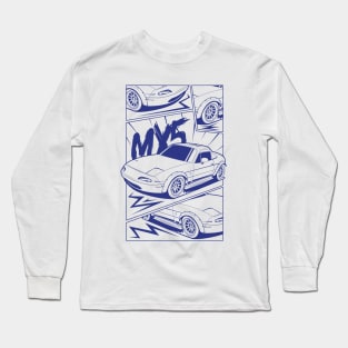 Blue print mx5 manga style Long Sleeve T-Shirt